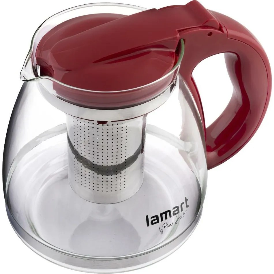 Lamart LT7074 Verre teáskanna, 1,5 l, piros, 1,5 l