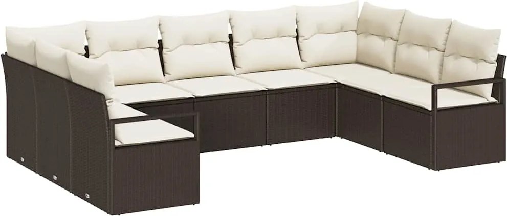 vidaXL Kanapé Szett párnával 9 pcs Barna polirattan