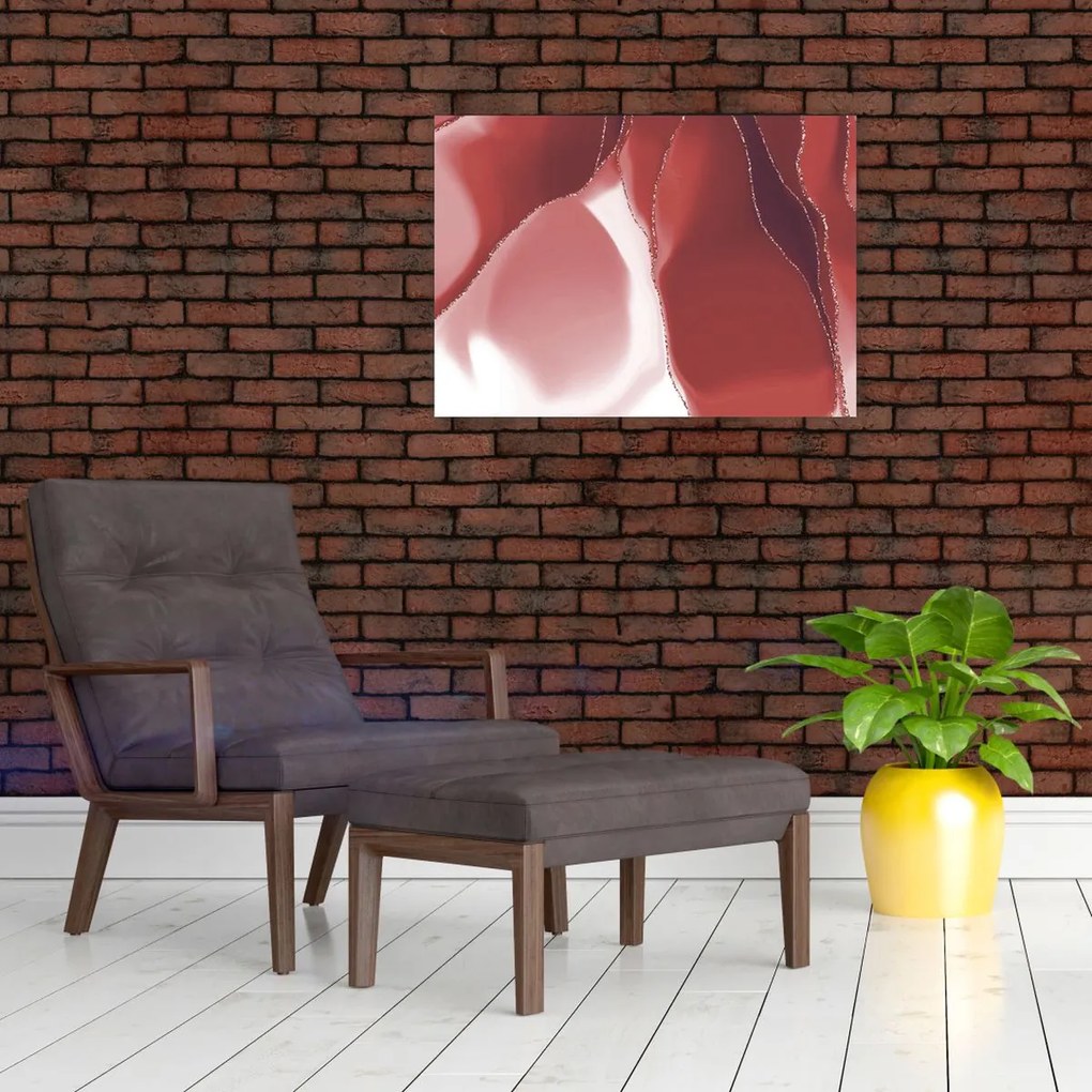 Üveg kép - Piros absztrakt virág N⁰3 (70x50 cm)