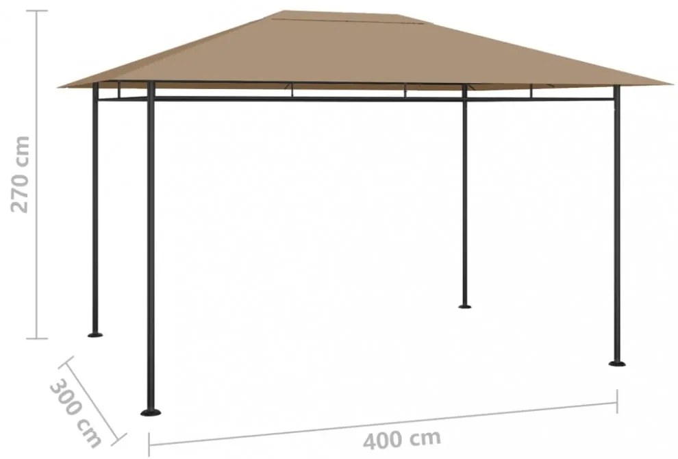 tópszínű pavilon 384x281x270 cm 180 g/m²
