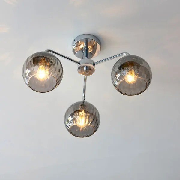 Endon 97971 - DIMPLE felületre szerelhető csillár 3xE14/7W/230V fényes króm/füstszürke