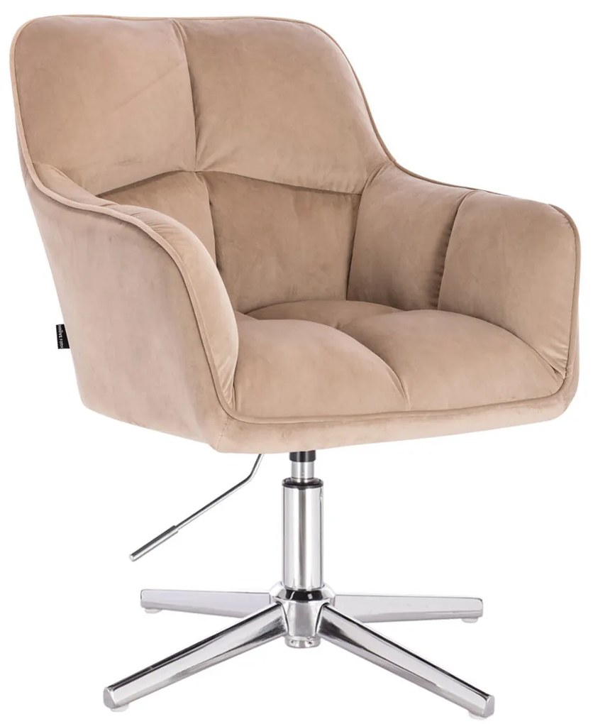 HR550CROSS Latte modern velúr szék krómozott lábbal