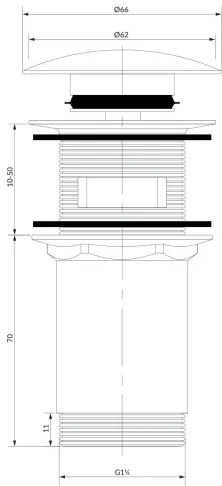 OMNIRES A706BM - CLICK-CLACK mosdóleeresztő 6,6 cm matt fehér