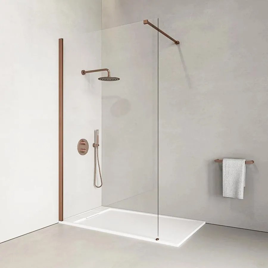 Walk-in Rose Gold zuhanyfal 100, 200cm, 8mm, NANO