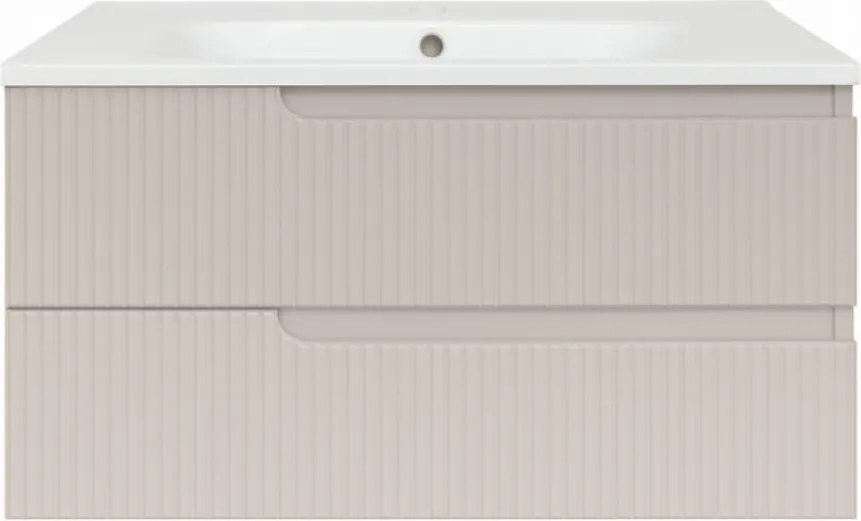 Piramida EURIDIKA fali fürdőszobabútor - műmárvány mosdóval -2 fiókos - PINO BÉZS - 100 x 48 x 53 cm