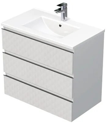 Fürdőszobaszekrény mosdóval SAT Cube Way 80x71x46 cm fehér matt CUBE3D803ZBMOD