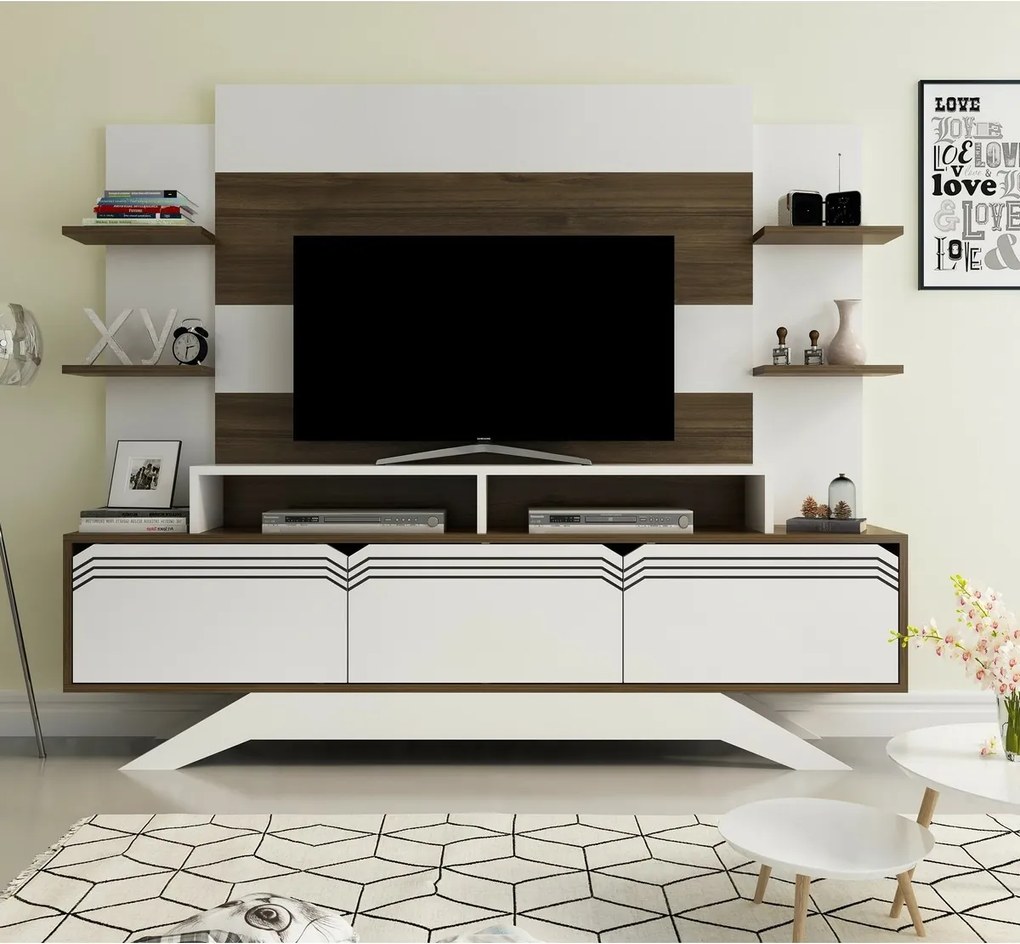 Delpi Walnut and White TV-fal