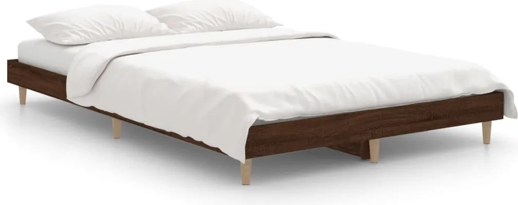 vidaXL barna tölgy színű szerelt fa ágykeret matrac nélkül 120x190 cm