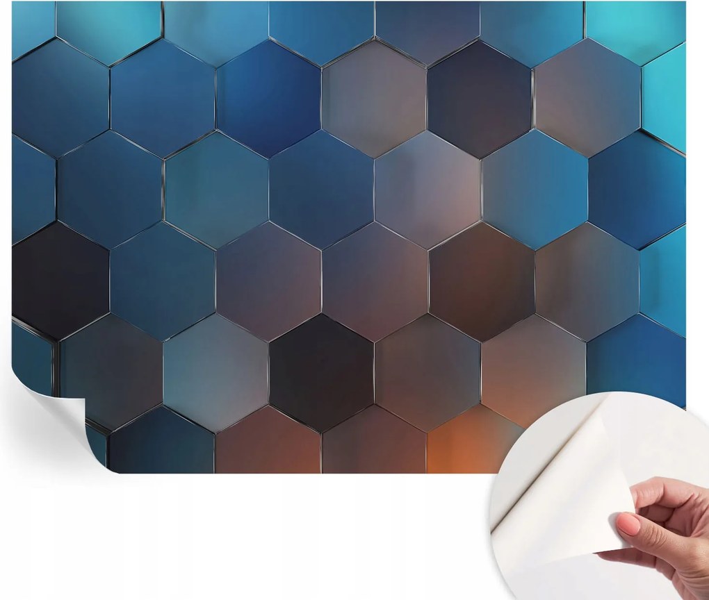 Fotótapéta Öntapadós tapéta a szobába Kék hexagonok 312x219 cm
