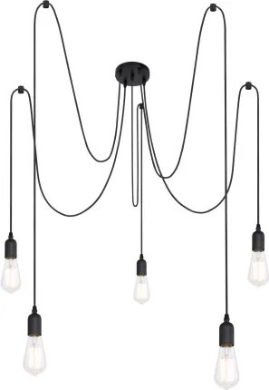 Globo A110-5 Függeszték fekete, kábelt, 5 mennyezeti tartó, 1,5m, ø: 150, exkl. 5xE27 60W 230V