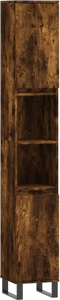vidaXL füstös tölgy színű szerelt fa fürdőszobaszekrény 30x30x190 cm