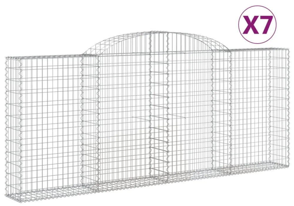 7 db íves horganyzott vas gabion kosár 300x30x120/140 cm