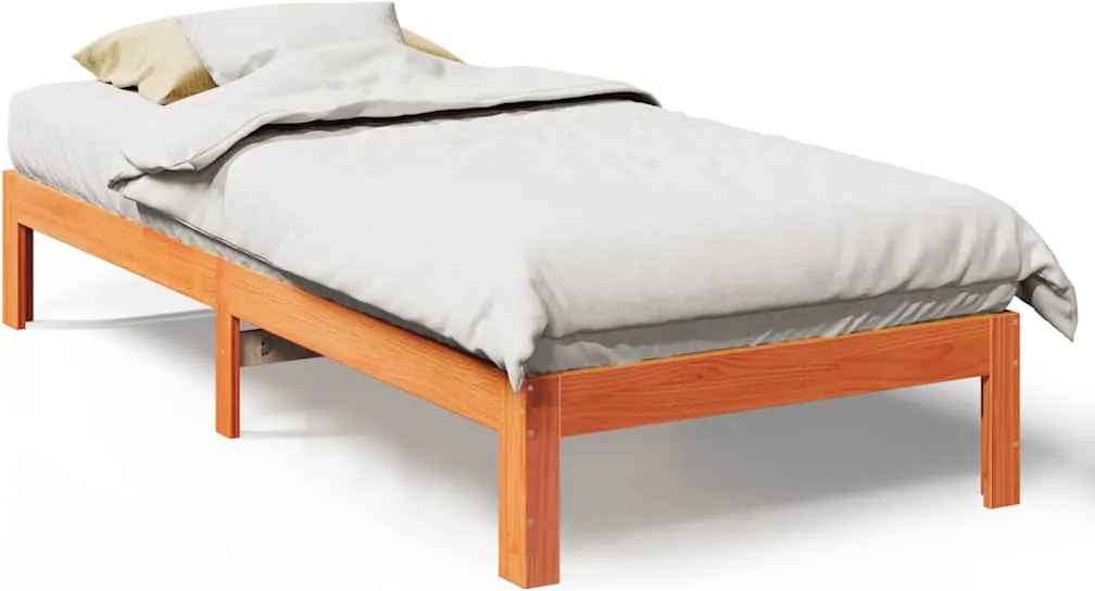 vidaXL viaszbarna tömör fenyő ágykeret matrac nélkül 80x200 cm