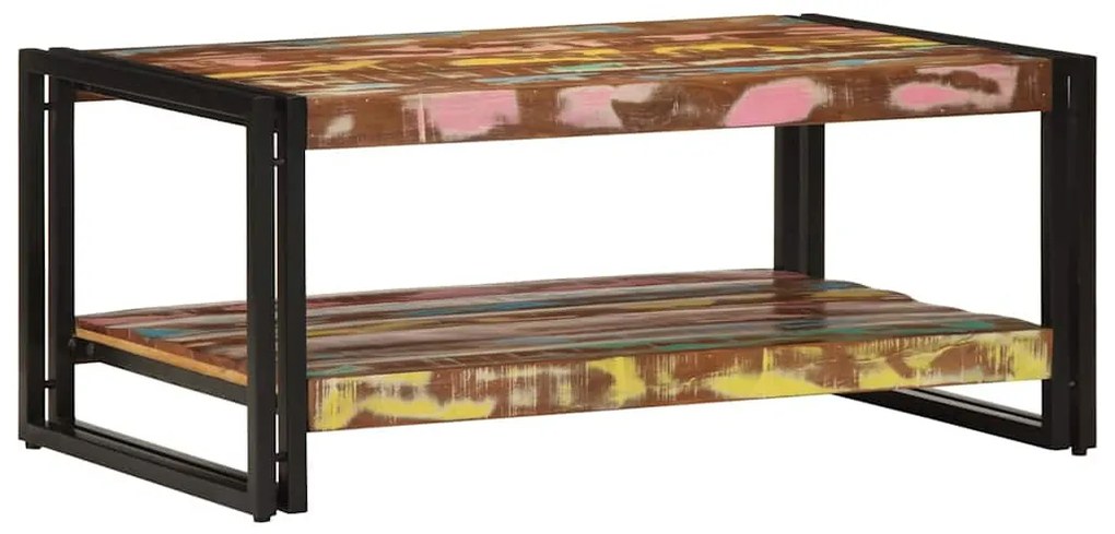 dohányzóasztal többszínű 90x50x38cm tömörfa újrahasznosított fa