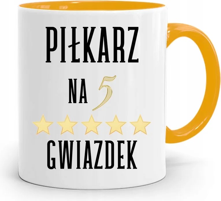 Sárga Bögre Labdarúgóknak Ötcsillagos Ajándék fényképes nyomtatással