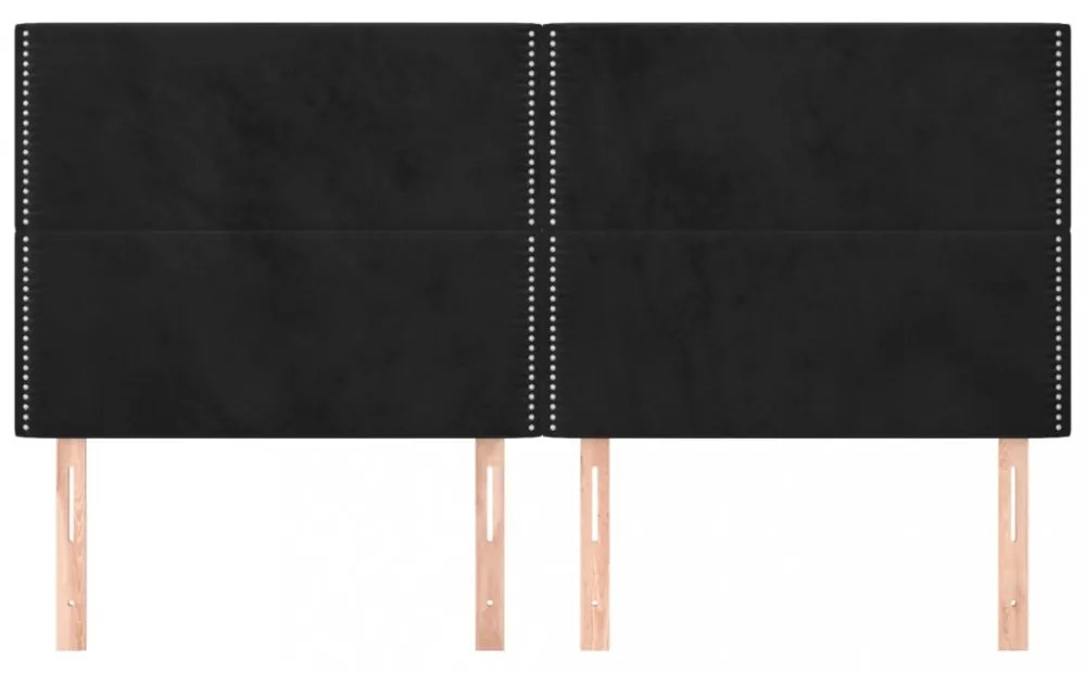 4 db fekete bársony fejtámla 80 x 5 x 78/88 cm