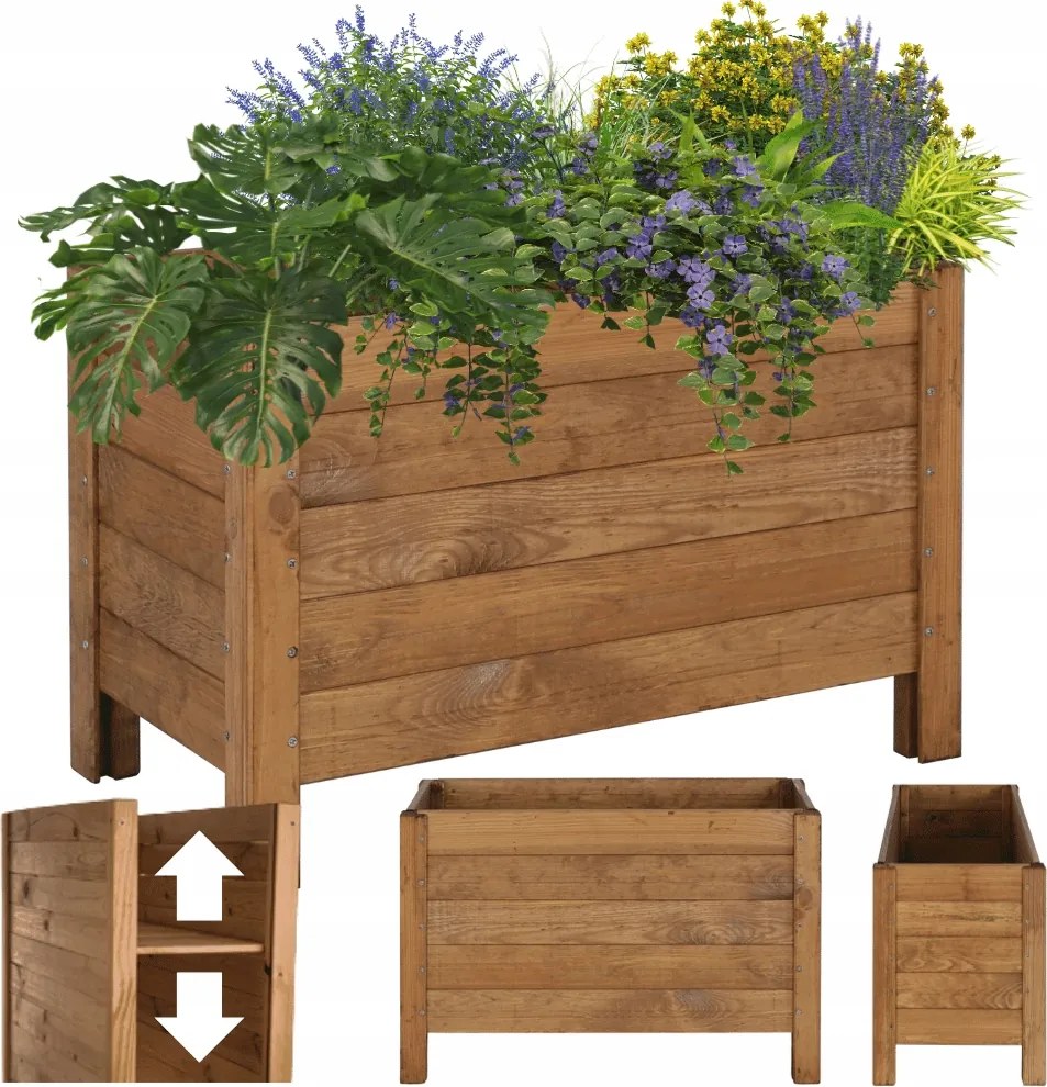 Virágtartó láda gyógynövényes kaspó Állítható Alj 40x60x30cm Eko