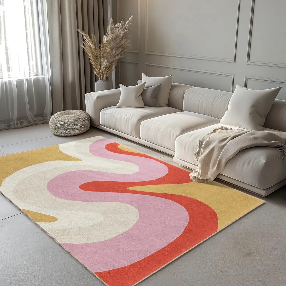 Sárga-rózsaszín mosható futószőnyeg 80x200 cm Raspberry Creamsicle – Mila Home