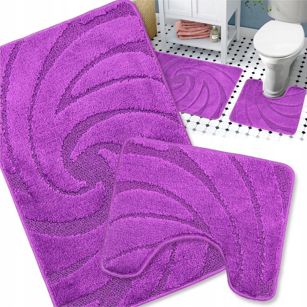 Fürdőszobaszőnyeg Csúszásgátló Nagy Lila 50X80 Szett 2 db Puha