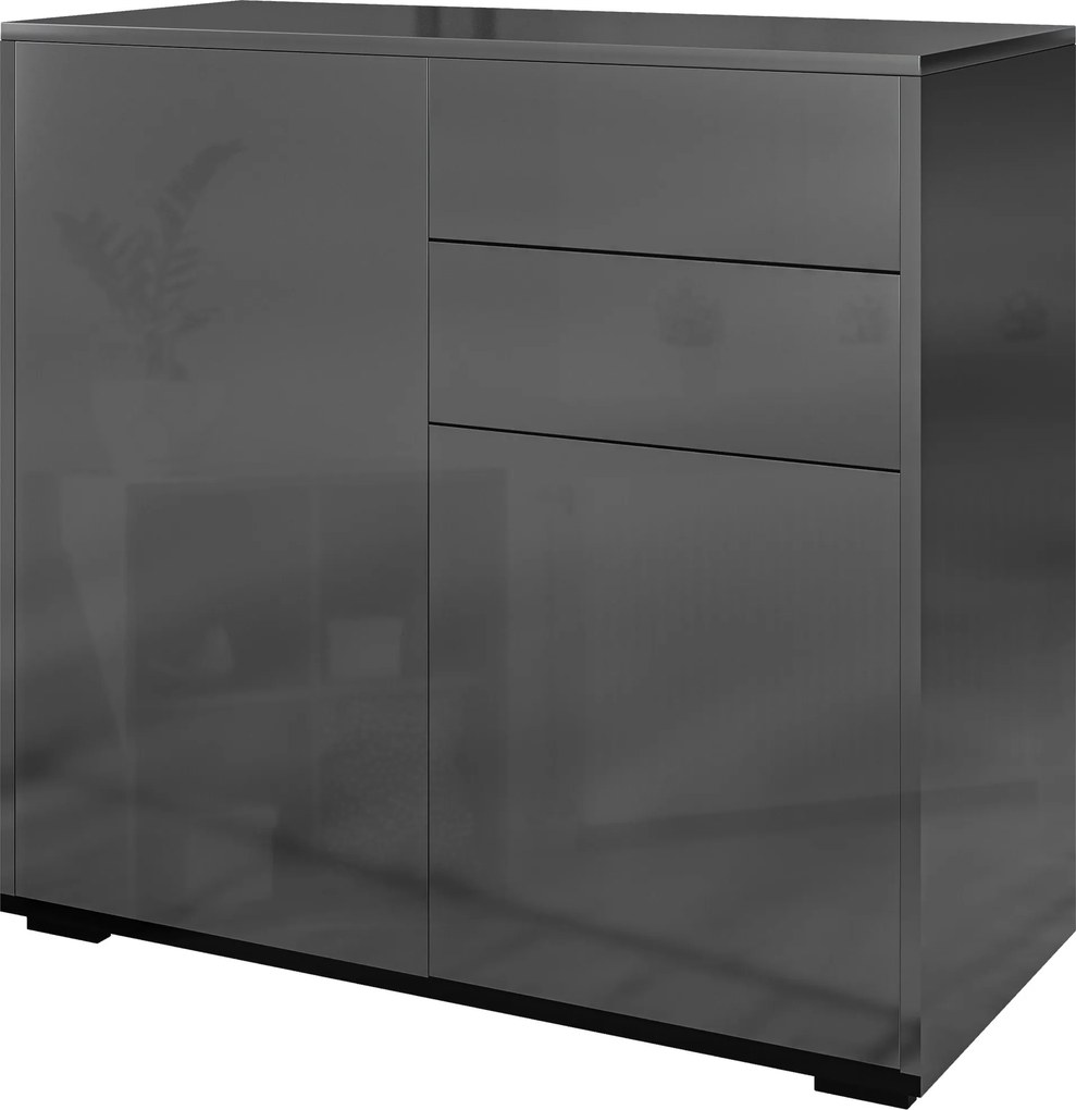 HOMCOM Tároló Szekrény Büfé Fiókos Szekrény 2 Fiókkal és 2 Ajtós Szekrénnyel, Állítható Polcokkal, Nappalira, Konyhába, Hálószobába, 79 x 36 x 74 cm F