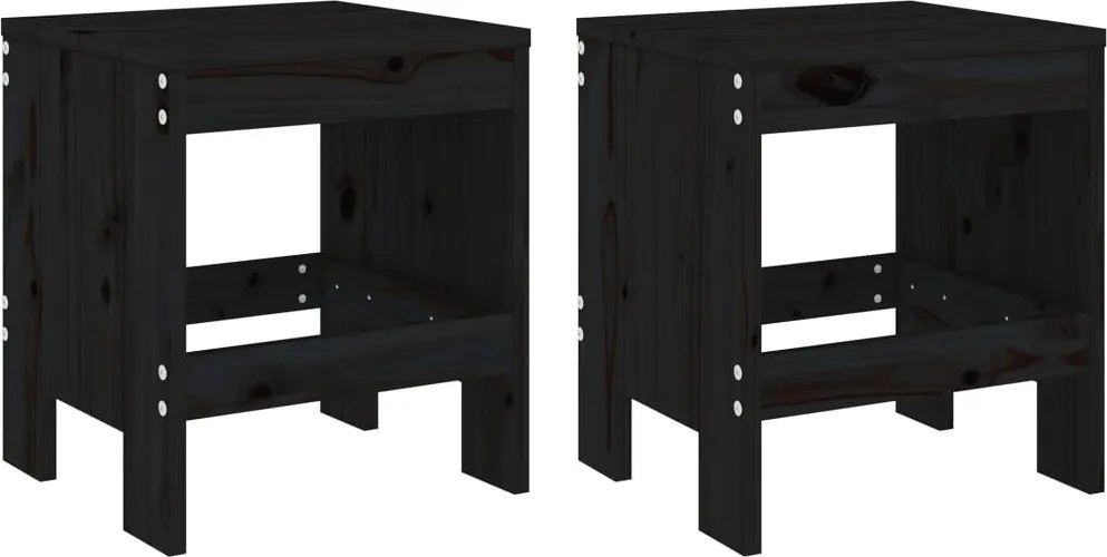 vidaXL 2 db fekete tömör fenyőfa ülőke 40 x 36 x 45 cm