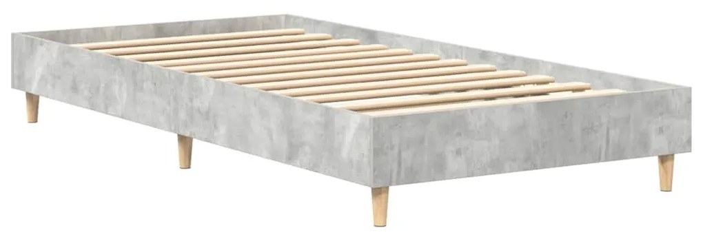 betonszürke szerelt fa ágykeret matrac nélkül 75 x 190 cm