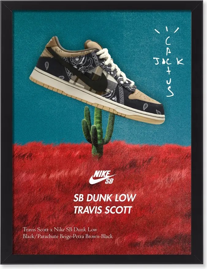 Travis Scott Nike Dunk Low Vászonkép keretben fali poszter ajándék 40x30 cm