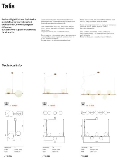 Redo 01-1635 - Csillár zsinóron TALIS 5xE14/28W/230V