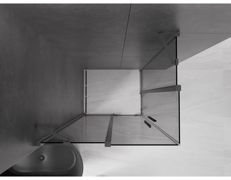 Mexen Velar Duo, zuhanykabin tolóajtóval 90 x 80 cm, 8mm szürke üveg, polírozott grafit, 871-090-080-42-95