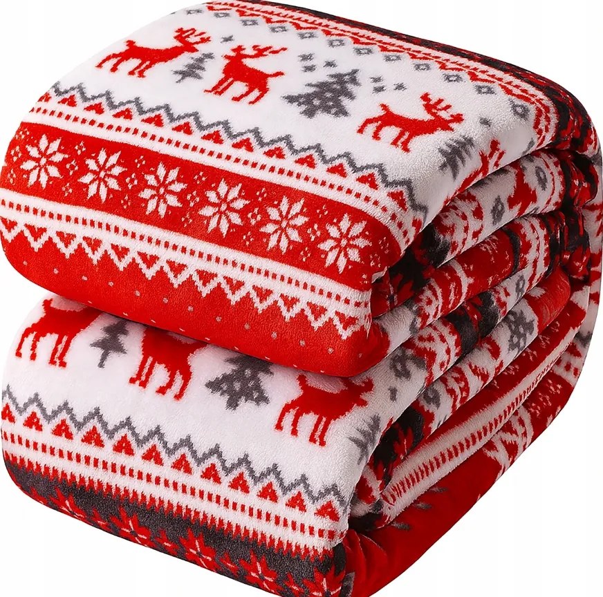 Karácsonyi takaró 160x200 meleg piros Mikulások karácsony puha