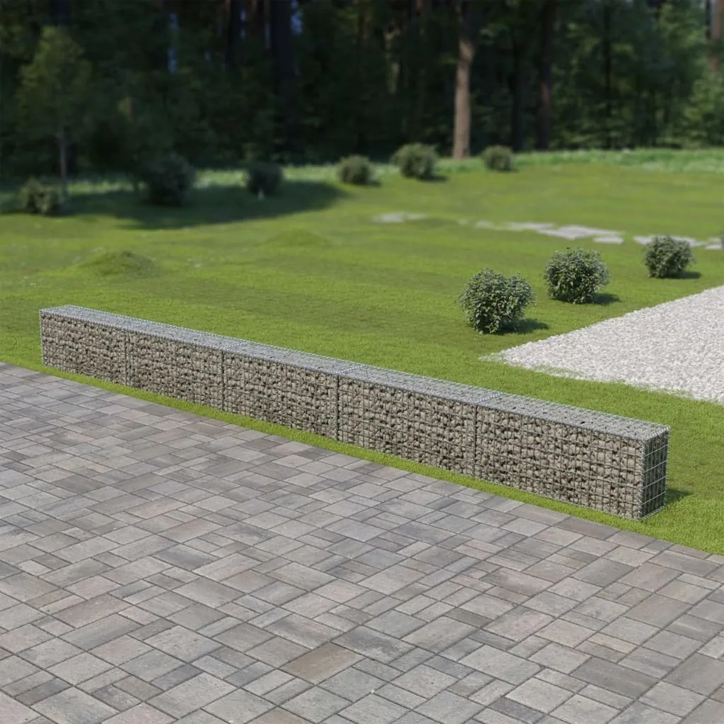 vidaXL horganyzott acél gabion fal fedéllel 600 x 30 x 50 cm