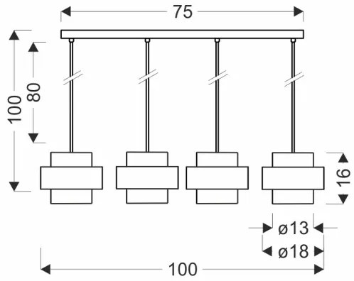 Csillár zsinóron SPIEGA 4xE27/60W/230V arany/fekete