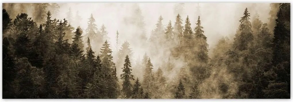 Fotótapéták 312x104 Tájkép Szépia Hegyek Köd