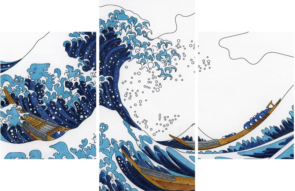Kép - japán rajz, hullámok (90x60 cm)