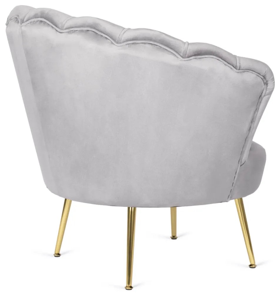 Elegáns Fotel Lábtartóval Szürke Bársony Kárpittal. GRAND