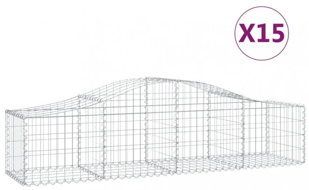 15 db íves horganyzott vas gabion kosár 200x50x40/60 cm