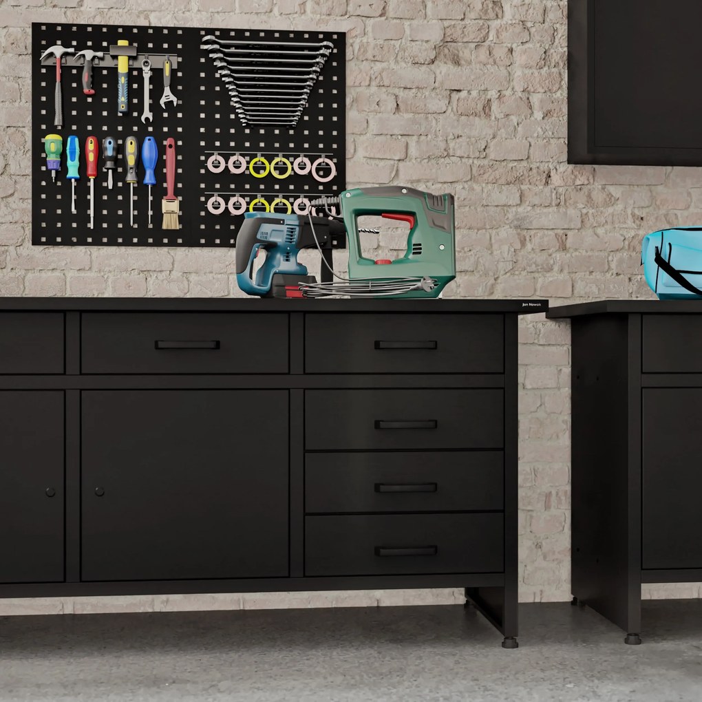 Munkaasztal HENRY, 1700 x 850 x 600 mm, All Black: fekete