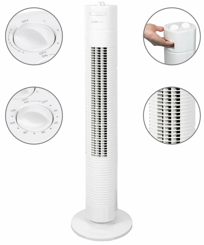 Clatronic TVL 3770 oszlopos ventilátor, fehérszínben