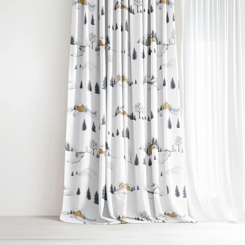 Goldea karácsonyi dekoratív drapéria - téli táj 200x150 cm
