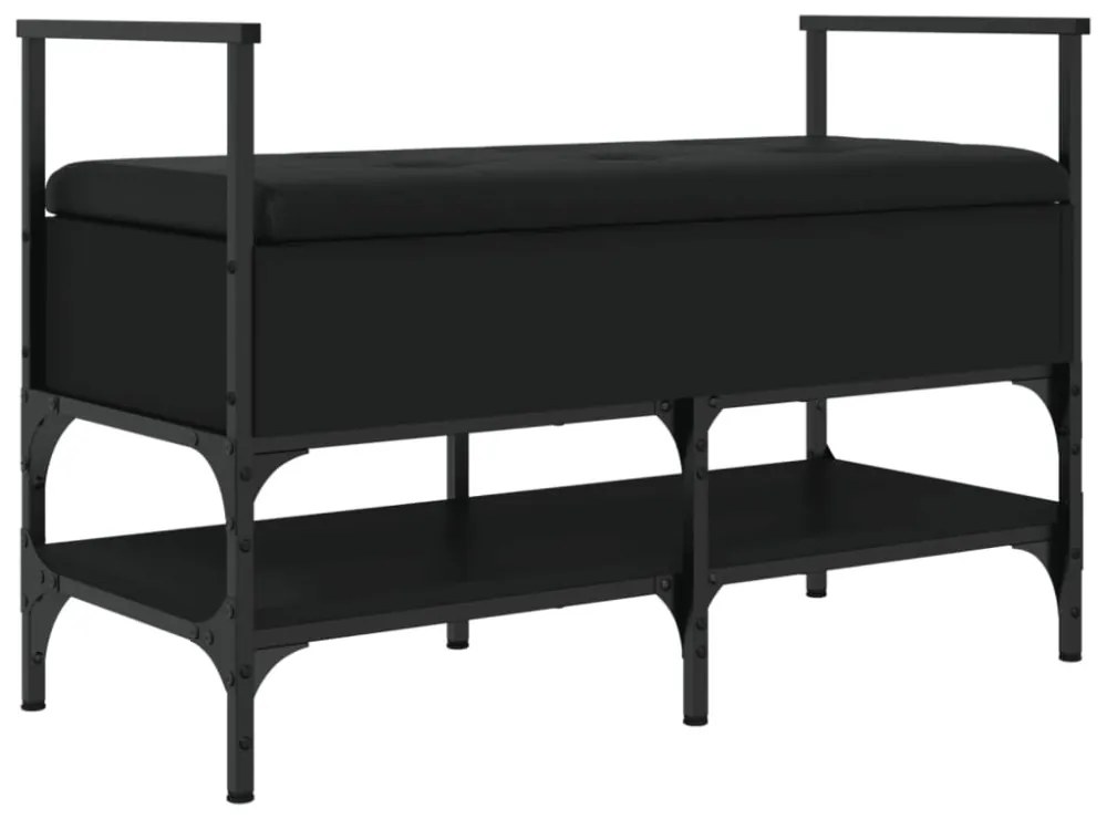 fekete szerelt fa cipőtároló pad 85,5 x 42 x 57,5 cm