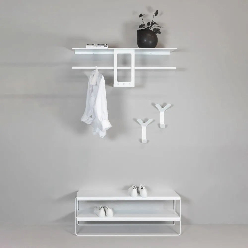 Fehér acél fali fogas polccal 100 cm Luno Small – Spinder Design
