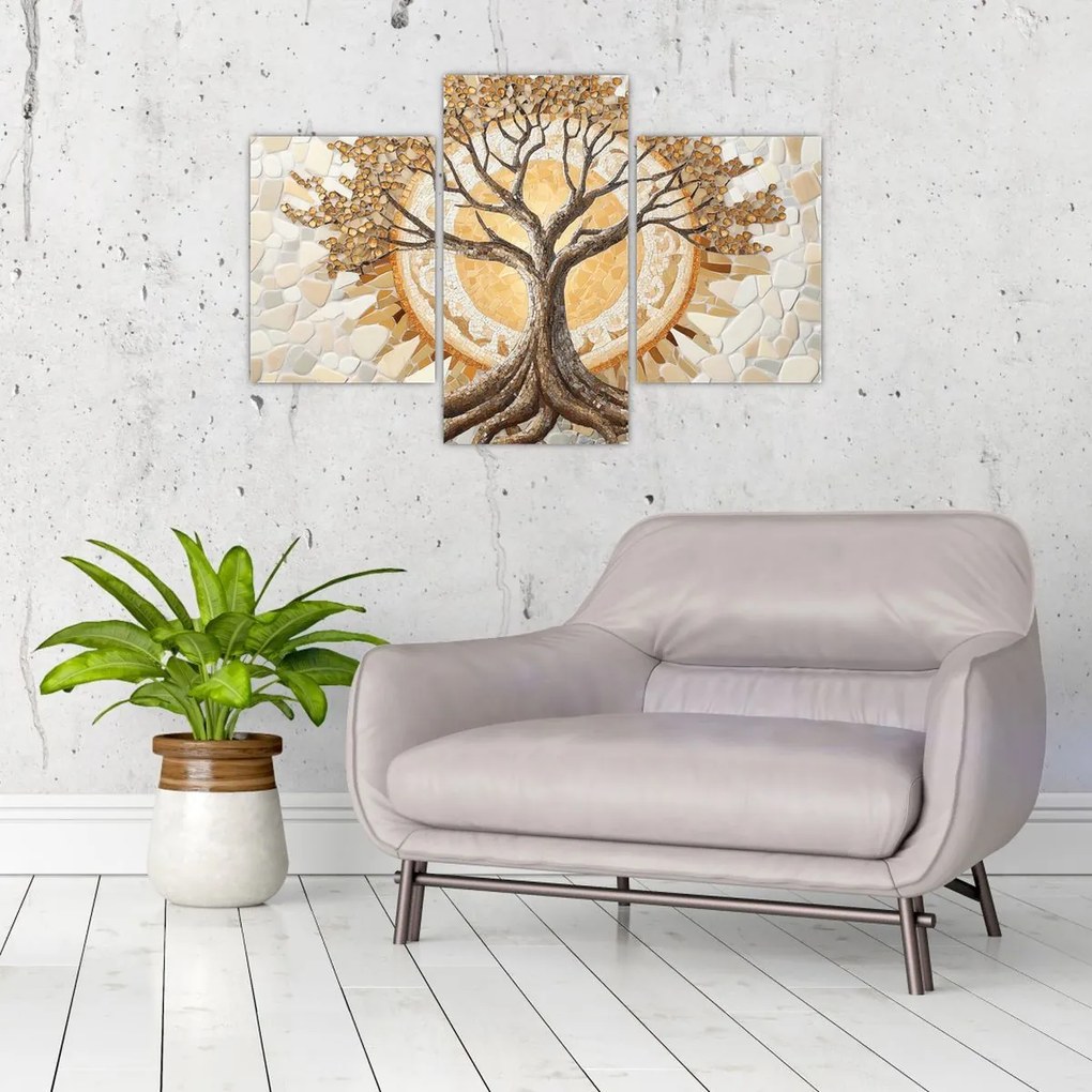 Kép – Arany életfa mozaikban (90x60 cm)