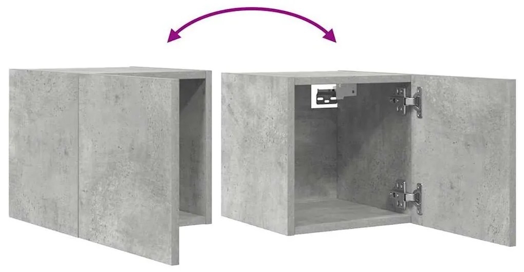 2 db betonszürke falra szerelhető TV-szekrény 30,5 x 30 x 30 cm