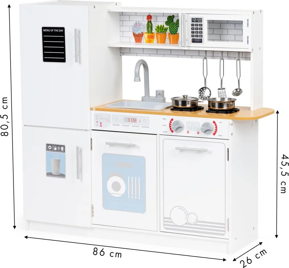 Fa gyerekkonyha fényekkel edényekkel