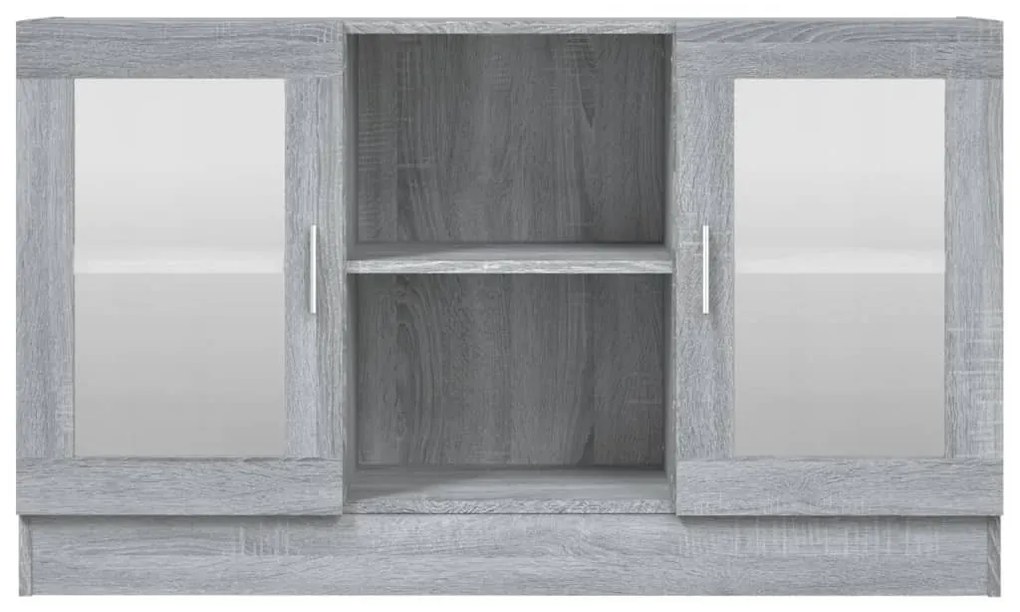 szürke sonoma színű szerelt fa vitrinszekrény 120x30,5x70 cm