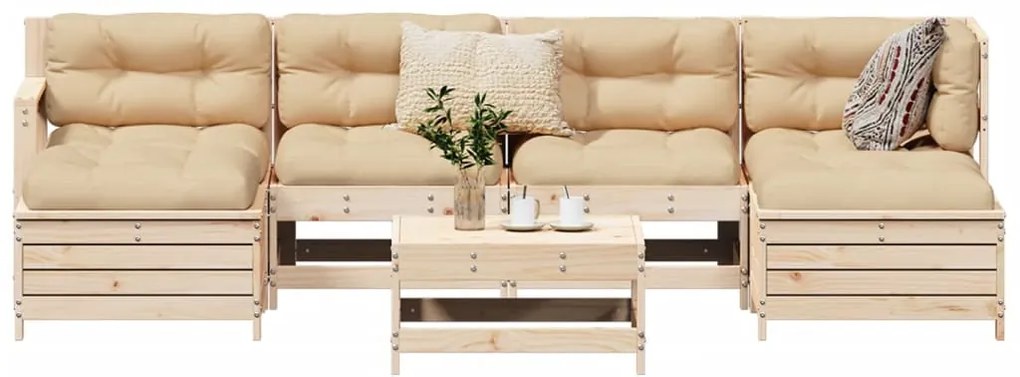 vidaXL 7 részes tömör fenyőfa kerti kanapészett