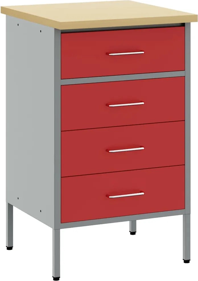 vidaXL Munkapad Piros és Szürke 50 x 55 x 85 cm Műszaki fa és acél