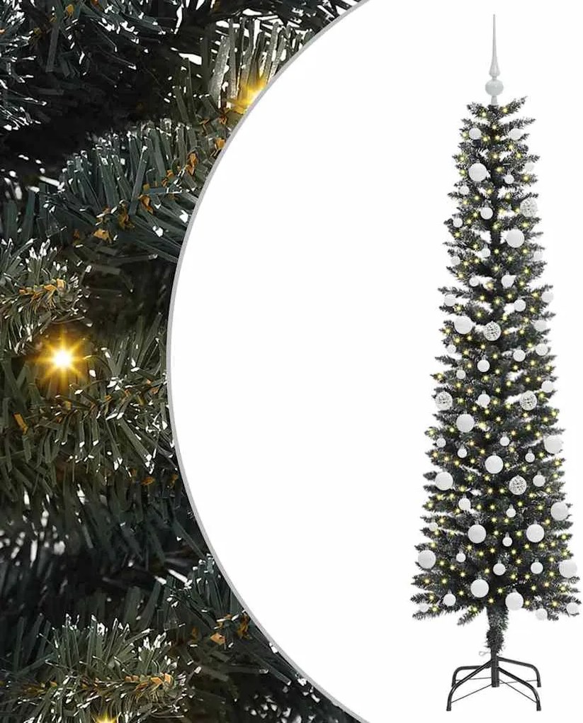 vidaXL Mű karácsonyfa 300 LED-del Zöld 180 cm PVC és Műanyag és Acél