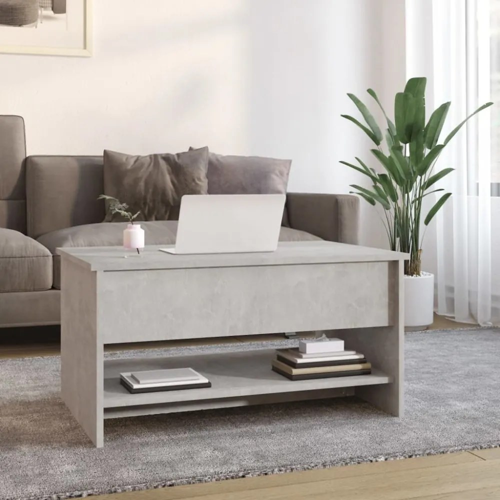 betonszürke szerelt fa dohányzóasztal 80x50x40 cm