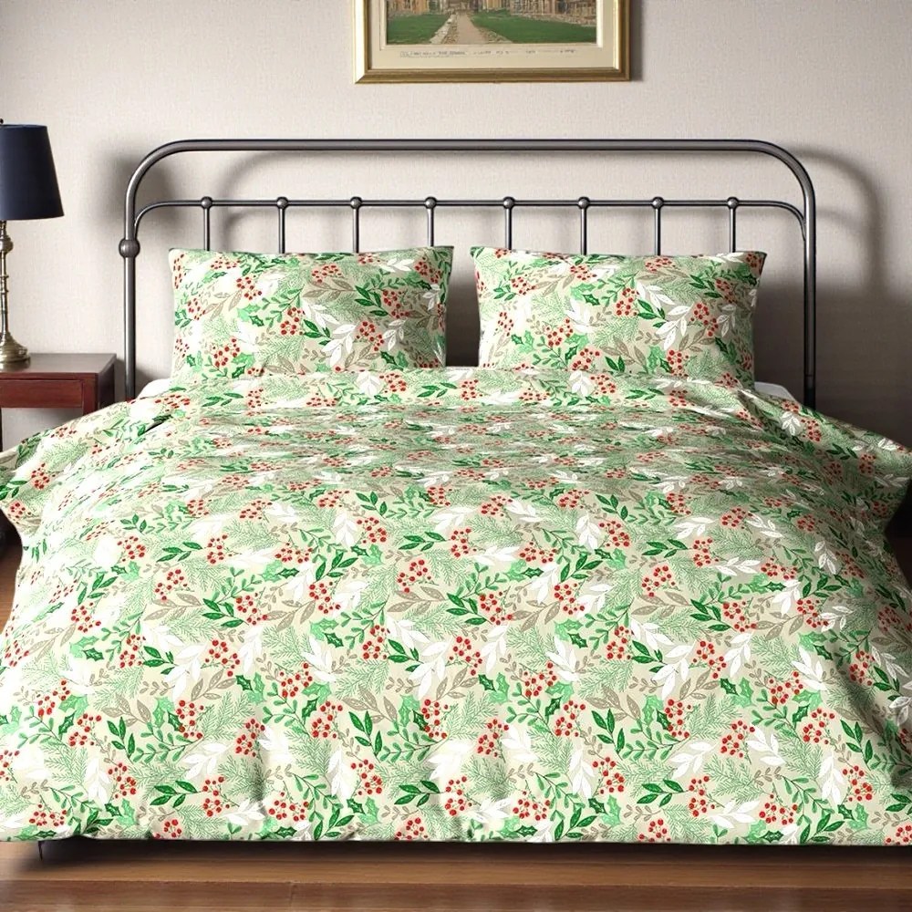 FLANEL mintájú ágyneműhuzat Homa BRES GREEN 140x200 cm